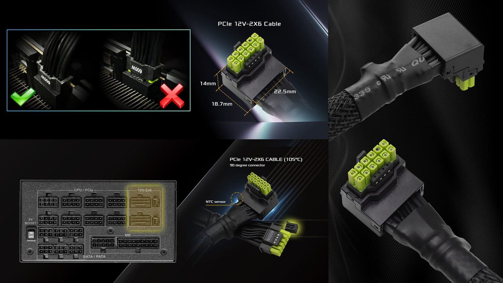 ASRock Unveils Innovative L-Shaped 12V-2×6 GPU Power Cable with Overheating Protection CB-12V2X6L600W